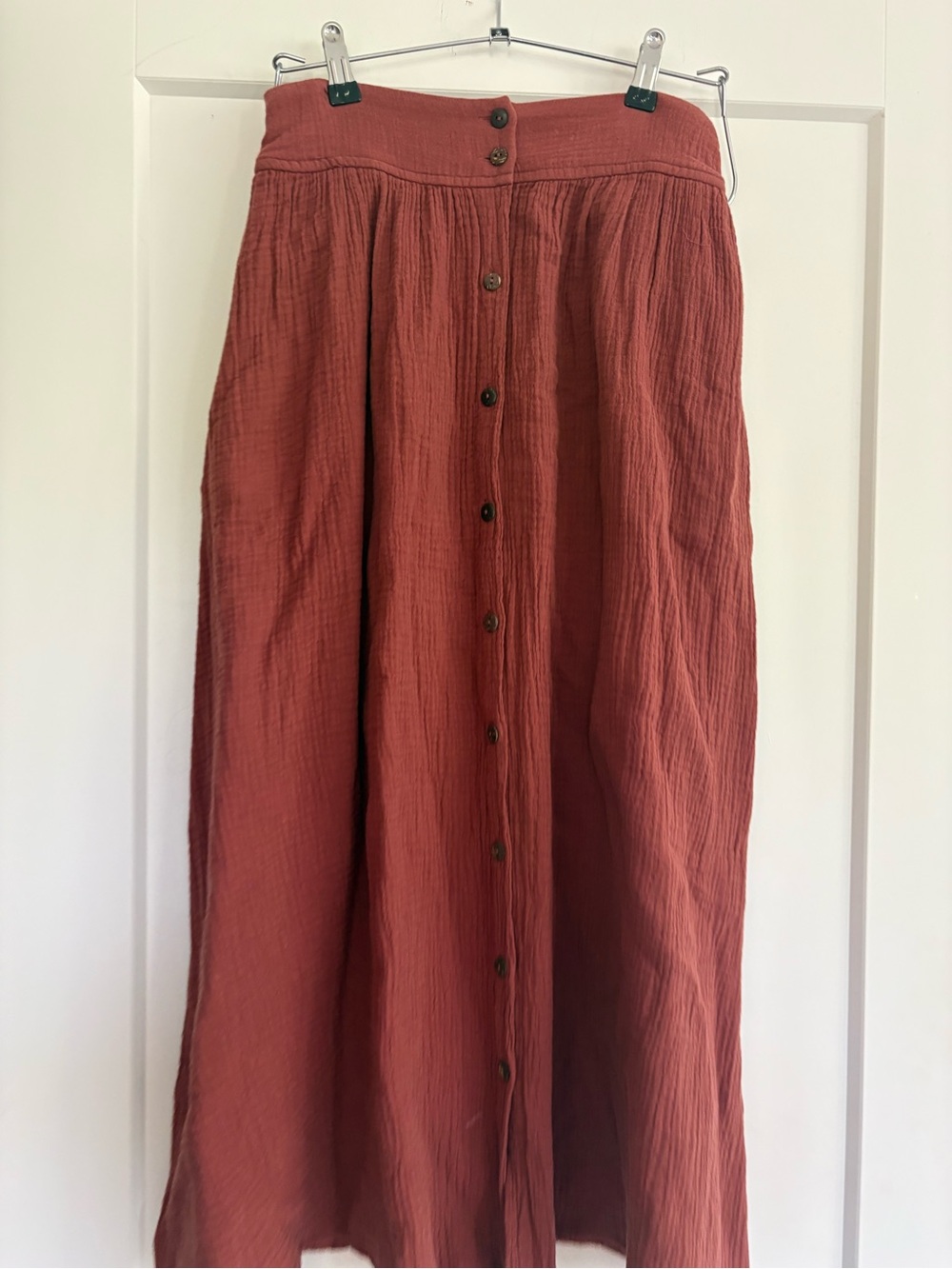 🍂 Bohme Rust Gauzy Midi Skirt — Size Small